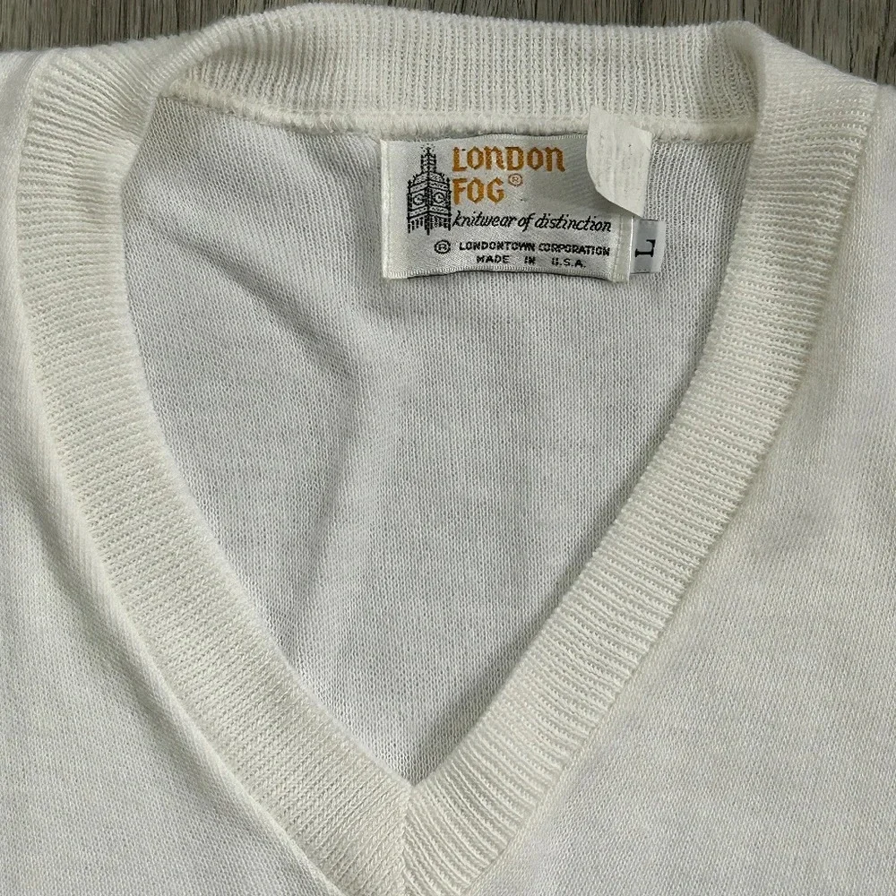 London Fog Mens White Tapered Sweater‎ Sz L